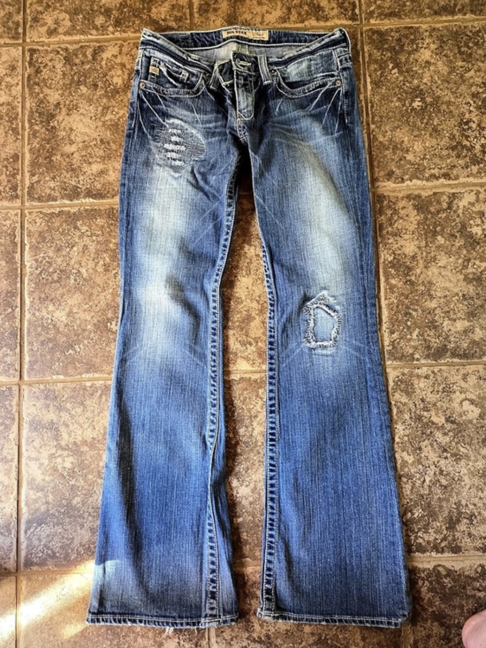 Big Star Sweet Ultra Low Rise Bootcut Jeans Blue Waist 27 Vintage